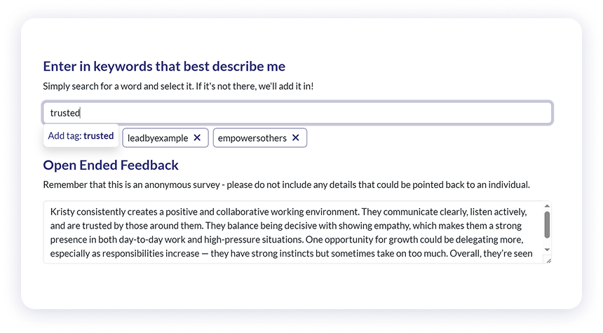 Super simple 360 Feedback survey